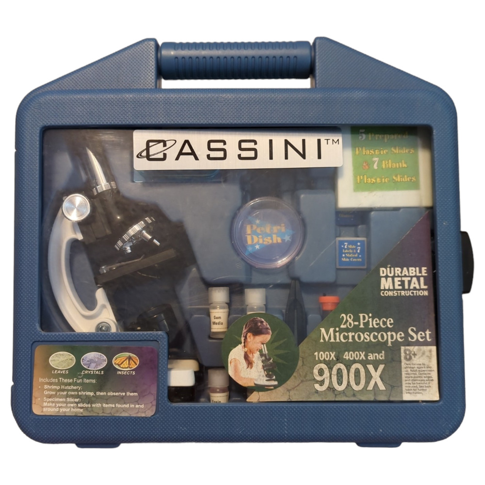 CASSINI Microscope Set 900X Magnifier STEM Science Plastic Case